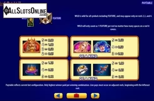 Paytable 1. Black Knight II from WMS