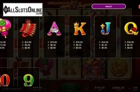 Med Paytable Symbols screen