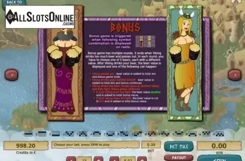 Paytable 2. Drunken Vikings from Tom Horn Gaming