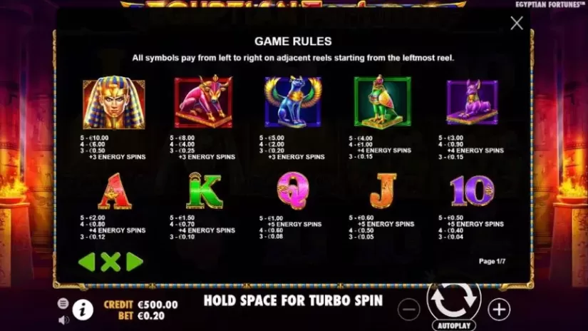 Egyptian Fortunes slot screenshot 2