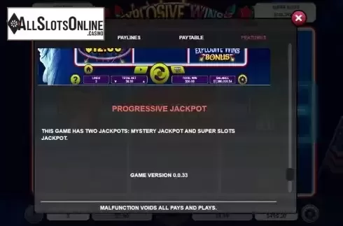 Progressive jackpot screen