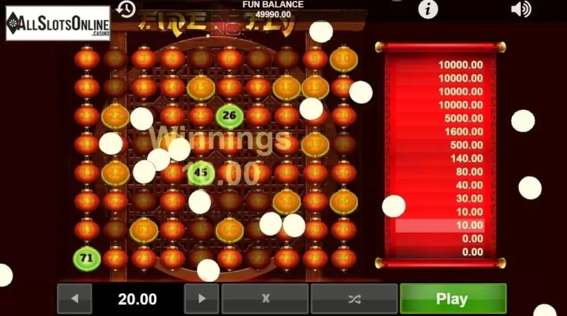 Win Screen. Firefly Keno from 1X2gaming