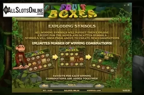 Paytable 2. Fruit Boxes from iSoftBet