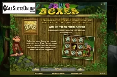 Paytable 3. Fruit Boxes from iSoftBet