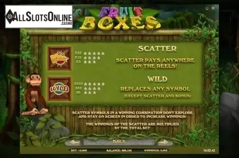 Paytable 4. Fruit Boxes from iSoftBet