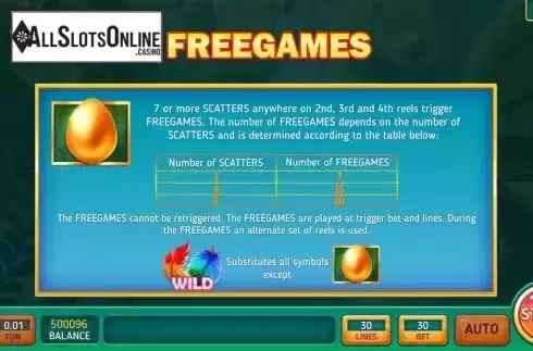 Game Features screen