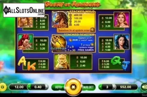 Paytable. Glory Of Amazons from SlotVision