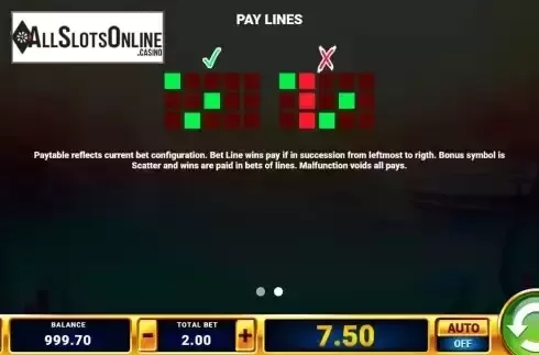 Paylines screen