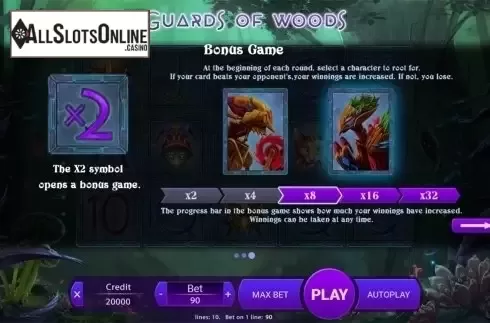 Paytable 3. Guards Of Woods from X Play