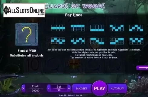 Paytable 2. Guards Of Woods from X Play