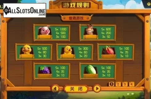 Paytable 1. Happy Farm from Dream Tech