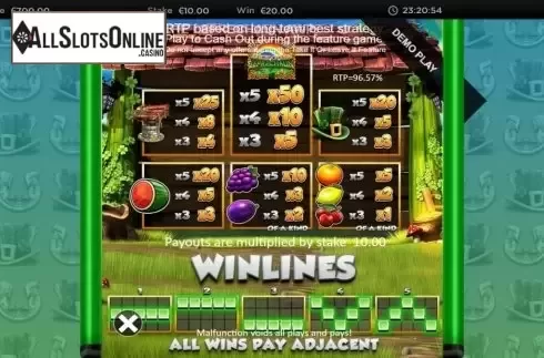 Paytable. Luck O' The Leprechaun from Blueprint