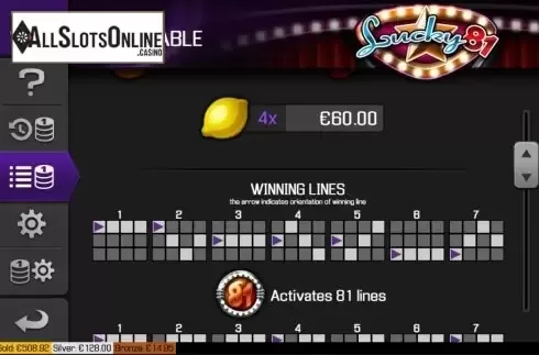 Paytable screen 2. Lucky 81 from Apollo Games