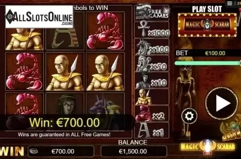 Win Screen. Magic Scarab Scratch from NextGen