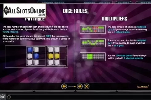 Paylines. Master Dice from GAMING1