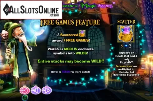 Paytable 2. Merlin's Magic Respins from NextGen