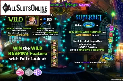 Paytable 1. Merlin's Magic Respins from NextGen