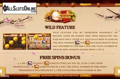 Paytable 2. Money Meow from PlayStar