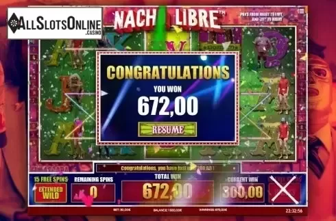 Win presentation. Nacho Libre from iSoftBet