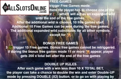 Paytable 4. Norse Queen from Casino Technology
