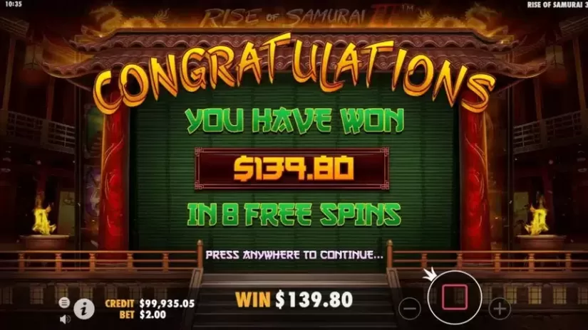 Rise of Samurai III slot screenshot 7