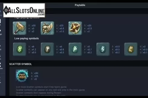 Paytable 1