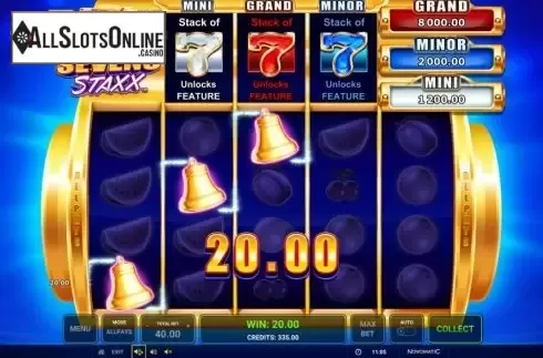 Win Screen. Sevens Staxx from Greentube