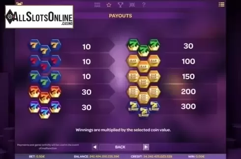 Paytable 2. Slammin' 7s from iSoftBet
