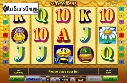 Reels screen. The Bee Bop from Novomatic