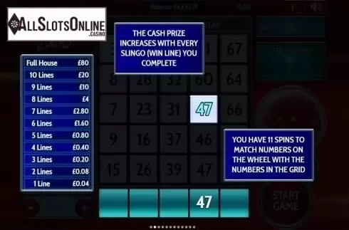 Paytable 2. The Chase Slingo from Slingo Originals