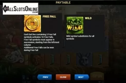Paytable 2. The Great Wall Treasure from Evoplay Entertainment