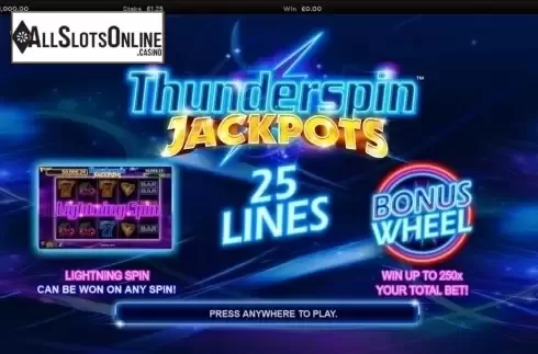 Intro Game screen. Thunderspin Jackpots from NextGen