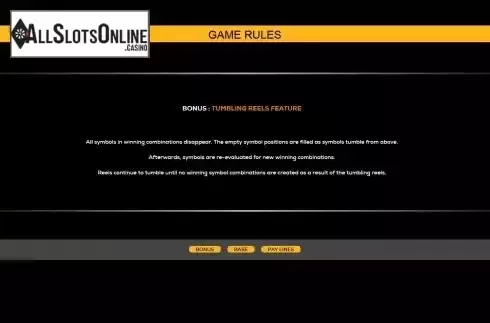 Tumbling reels screen