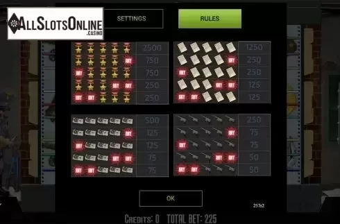 Paytable 3. Top Secret from InBet Games