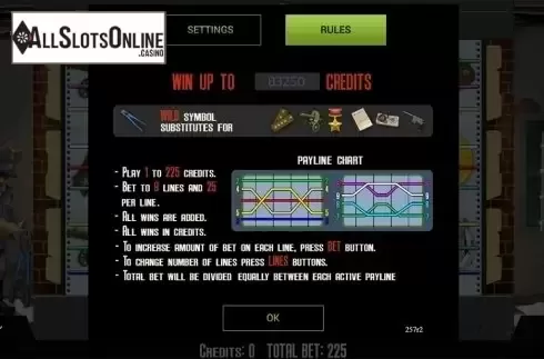Paytable . Top Secret from InBet Games