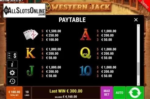 Paytable 4. Western Jack from Gamomat