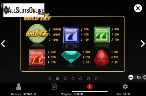 Paytable 2. Wild 777 from Swintt