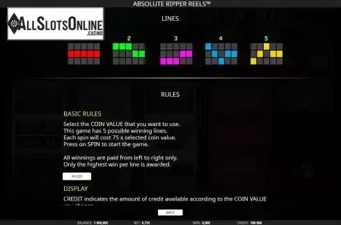 Paylines screen
