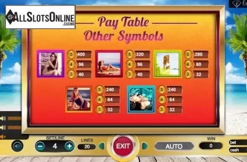 Paytable 3. Bikini Angels from BetConstruct