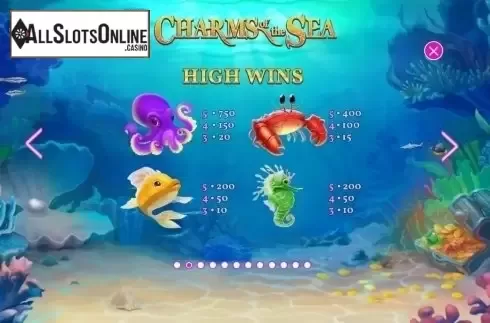 Paytable 2. Charms of the Sea from Playtech