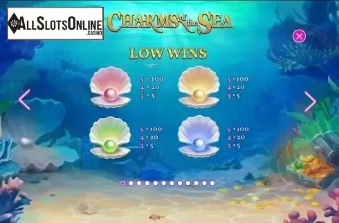 Paytable. Charms of the Sea from Playtech