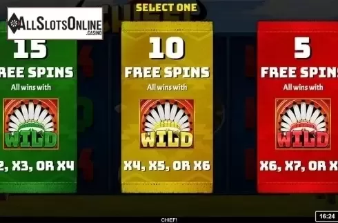 Free spins intro screen. Chief! from Inspired Gaming