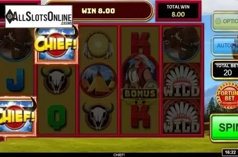 Scatter win screen. Chief! from Inspired Gaming
