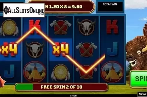 Free spins screen. Chief! from Inspired Gaming