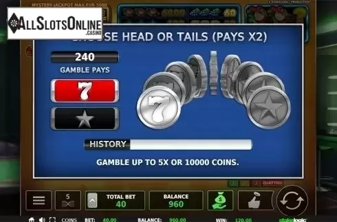 Gamble game screen. Classic Joker 6000 Quattro from StakeLogic