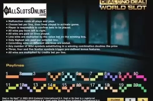 Lines. Deal or no Deal World from Endemol Games