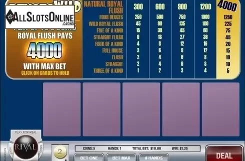 Screen2. Deuces Wild MH (Rival) from Rival Gaming