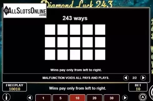 Pay Lines screen