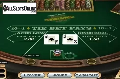 Game Screen. Draw High Low (Betsoft) from Betsoft