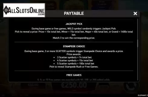 Jackpot screen